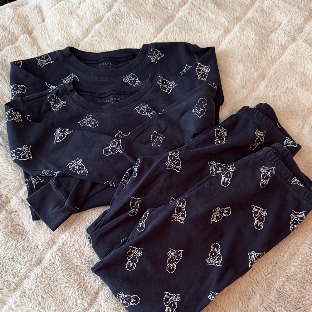 Ethel + Row Boys/Girls Pajama Set - Long-Sleeve Top and Pant, 2 pairs, Size 7